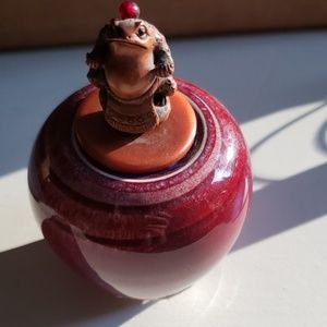 Small Collectible Signed Vessel Frog Warrior